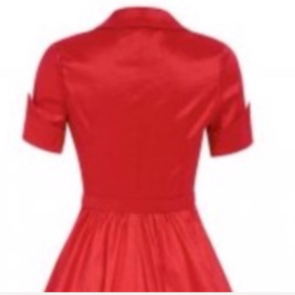 Lindy Bop Red Satin Vanda dress - Picture 3 of 7